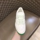 Gucci Basket Trainer Front View in white and green Front upper view of Gucci Basket white trainer showing laces in white and green