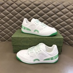 Gucci Basket Leather Low-Top Trainers In White And Green Gucci Basket Leather Low-Top Trainers In White And Green