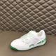 Gucci Basket Trainer Three-Quarter View in white and green Three-quarter side angle of Gucci Basket low-top trainer in white and green