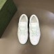 Gucci Basket Trainers Top View in white and green Top-down view of Gucci Basket white leather trainers in white and green