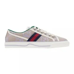 Gucci Beige Lilac Canvas Low Top Trainers