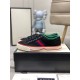 Gucci Black Canvas Webbing Low Top Trainers Side View Gucci Black Canvas Webbing Low Top Trainers resting on shoe box