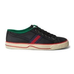Gucci Black Canvas Webbing Low Top Trainers