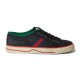 Gucci Black Canvas Webbing Low Top Trainer Profile Profile view of Gucci Black Canvas Webbing Low Top Trainer on white background