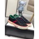 Gucci Black Canvas Webbing Low Top Trainers Front Perspective Three-quarter front angle of Gucci Black Canvas Webbing Low Top Trainers