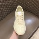Gucci Rhyton Ivory Trainer Front View in ivory and red Front upper angle view of single Gucci Rhyton ivory leather trainer detailing toe box and laces in ivory and red