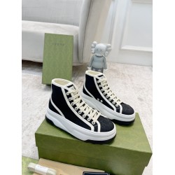 Gucci Gg High Top Trainers Canvas Platform Black