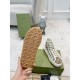 Gucci High Top Beige Canvas Trainer Sole View in beige and white Underside view showing brown gum tread pattern on Gucci GG High Top Platform Beige Canvas Trainer in beige and white