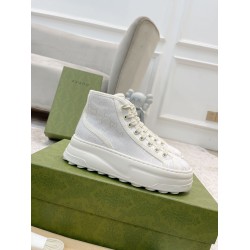 Gucci Off White Monogram High Top Platform Trainers Gucci Off White Monogram High Top Platform Trainers