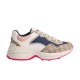 Gucci Rhyton Trainer Studio Profile in beige and pink Studio profile shot of Gucci Rhyton GG canvas trainer on white background in beige and pink