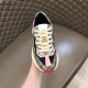 Gucci Rhyton Trainer Toe View in beige and pink Front toe perspective of Gucci Rhyton trainer showing pink and navy panel in beige and pink