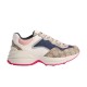 Gucci Rhyton GG Canvas Trainers Side View in beige and pink Side profile of Gucci Rhyton trainers featuring beige GG canvas and pink trim