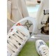 Gucci GG Monogram Canvas Leather Low Top Trainers Toe Detail in off-white and multicoloured Gucci GG Monogram Canvas Leather Low Top Trainers toe cap and canvas detail in off-white and multicoloured