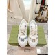 Gucci GG Monogram Canvas Leather Low Top Trainers Front Pair in off-white and multicoloured Gucci GG Monogram Canvas Leather Low Top Trainers top-down front pair in off-white and multicoloured