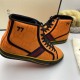 Gucci Off The Grid Monogram High Top Orange Trainers Ankle Detail Gucci Off The Grid Monogram High Top Orange Trainers outer side angle