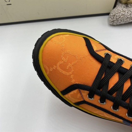 Gucci Off The Grid Monogram High Top Orange Trainers Toe Cap Gucci Off The Grid Monogram High Top Orange Trainers toe box detail