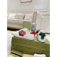 Gucci White Leather Trainers Heel Detail in white and green Rear view showing metallic green and red heel tabs on Gucci white trainers
