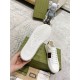 Gucci White Leather Trainer Outsole View in white and green Underside rubber sole view of Gucci white leather trainer showing crest pattern in white and green