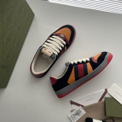 Gucci Screener Trainers In Black Suede And Orange Gucci Screener Trainers In Black Suede And Orange