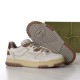 Underside tread pattern of the brown and grey rubber sole on Gucci trainer in off-white and brown