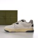 Gucci Trainer Medial Side View in off-white and beige Medial side profile of the Gucci off-white leather trainer showing stitched panels in off-white and beige