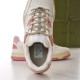 Gucci Low Top Off White Pink Panel Trainers Interior Detail Close-up front angle showing tongue label and interior of Gucci Low Top Off White Pink Panel Trainer