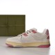 Gucci Low Top Off White Pink Panel Trainer Medial View Medial side view of Gucci Low Top Off White Pink Panel Trainer displaying inner panelling