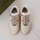Gucci Low Top Off White Pink Panel Trainers Top View Top-down view of Gucci Low Top Off White Pink Panel Trainers showing laces and perforated toe caps