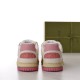 Gucci Low Top Off White Pink Panel Trainers Rear View Rear view of both heels on Gucci Low Top Off White Pink Panel Trainers showcasing pink embossed branding