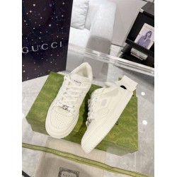 Gucci Low Top Leather Perforated Trainers White