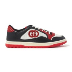 Gucci Leather And Fabric Low Top Trainers Red Black