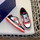 Gucci Mac80 Trainers Angled Top View in red and black Angled top-down view of Gucci Mac80 red and black leather sneakers