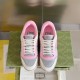Gucci Mac80 Trainers Overhead View in white and grey Overhead view of Gucci Mac80 white grey and pink leather trainers paired together
