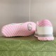 Gucci Mac80 Trainer Heel and Sole View in white and grey Rear heel counter and pink textured sole view of Gucci Mac80 trainer in white and grey