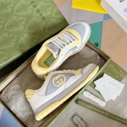 Gucci Trainers In White Grey Yellow Leather Gucci Trainers In White Grey Yellow Leather