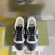 Gucci Mac80 Trainers Top View in black and white Top-down view of Gucci Mac80 Trainers showing black laces and white eyelet panels.