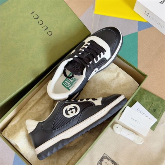 Gucci Mac80 Trainers in Box in black and white Gucci Mac80 Trainers presented inside green shoe box with branded dust bag in black and white