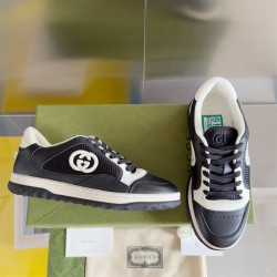 Gucci Leather And Fabric Low Top Trainers In Black And White
