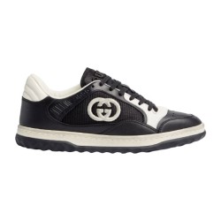 Gucci Leather And Fabric Low Top Trainers In Black And White