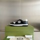 Gucci Mac80 Trainer Side View in black and white Side view of Gucci Mac80 Trainer sitting atop green branded box in black and white