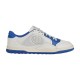 Gucci Mac80 Off White Leather Blue Accent Trainers Side Profile Profile view of Gucci Mac80 Off White Leather Blue Accent Trainers showing side embroidery and blue sole