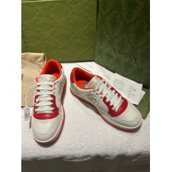 Gucci Leather Low-Top Trainers In White And Red Smooth