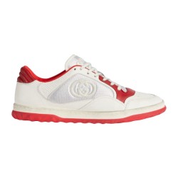 Gucci Leather Low-Top Trainers In White And Red Smooth
