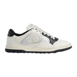Gucci Off White And Black Leather Low Top Trainers