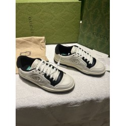 Gucci Off White And Black Leather Low Top Trainers