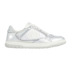 Gucci Metallic Silver Low Top Leather Trainers