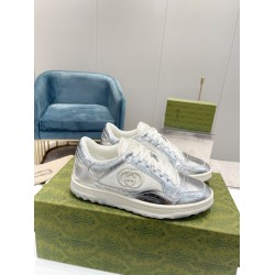 Gucci Metallic Silver Low Top Leather Trainers Gucci Metallic Silver Low Top Leather Trainers