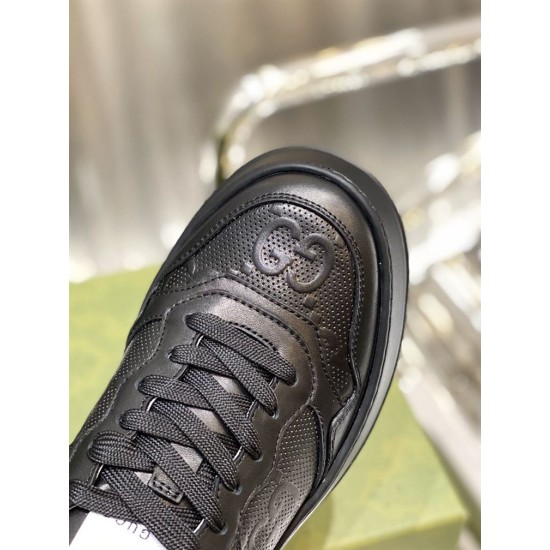 Replica Gucci Trainers Men’s Gg Embossed  Black Leather – Gcc004 Uk - 9045 - Buddha Luxury