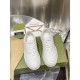 Gucci White Trainers Top View Top-down view of Gucci white low top trainers showing lace setup and toe box pattern