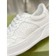 Gucci White Leather Texture Detail Detailed close-up of perforated leather panels and embossed GG motif in white